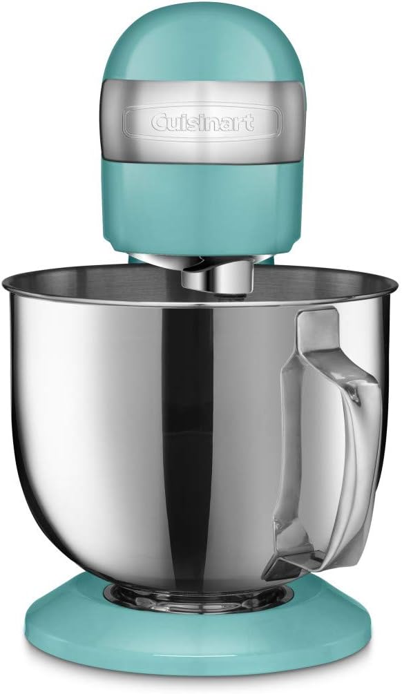 Cuisinart Stand Mixer, 12 Speed, 5.5 Quart Stainless Steel Bowl, Chef’s Whisk, Mixing Paddle, Dough Hook, Splash Guard w/ Pour Spout, Periwinkle Blue, SM-50TQNAS 5.5 Qt Stand Mixer