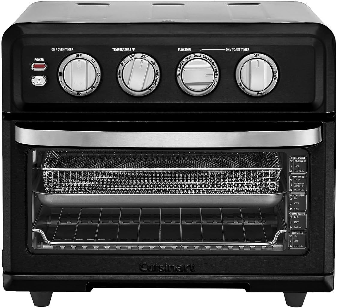 Cuisinart Air Fryer + Convection Toaster Oven, 8-1 Oven with Bake, Grill, Broil & Warm Options, Stainless Steel, TOA-70 (Matte Black)