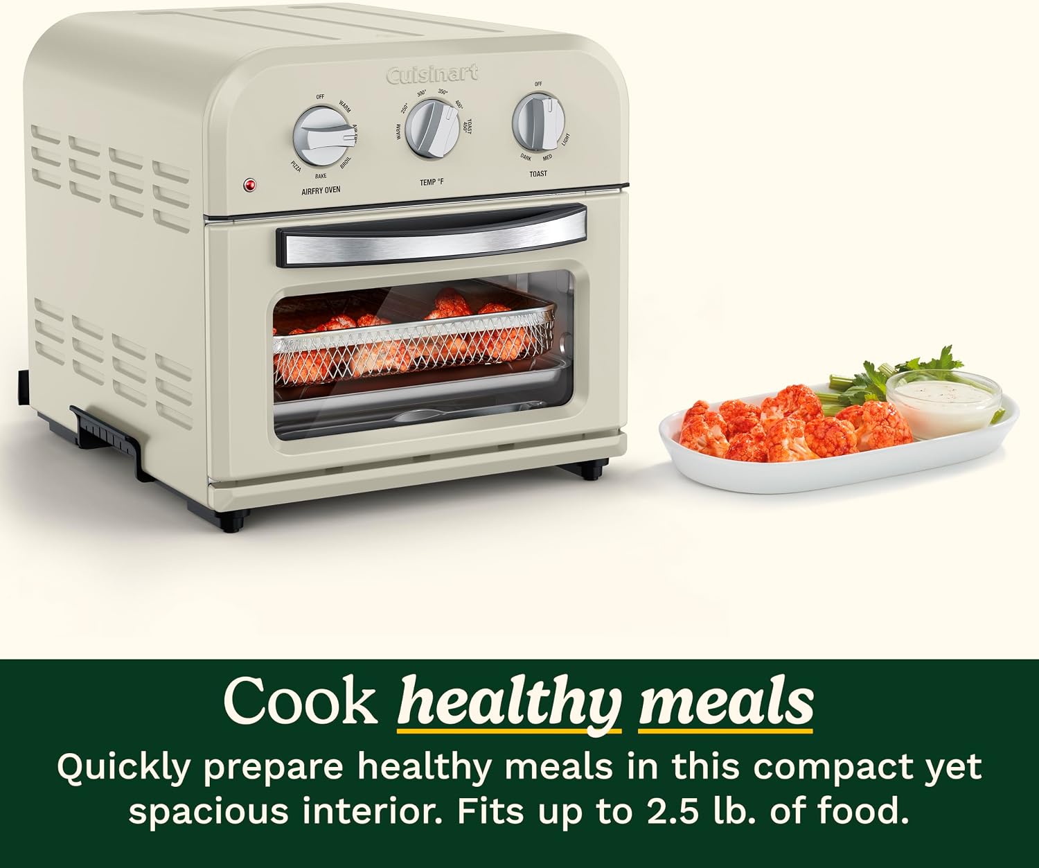 Cuisinart Air Fryer Toaster Oven, Compact 6-in-1, Tahini, TOA-26