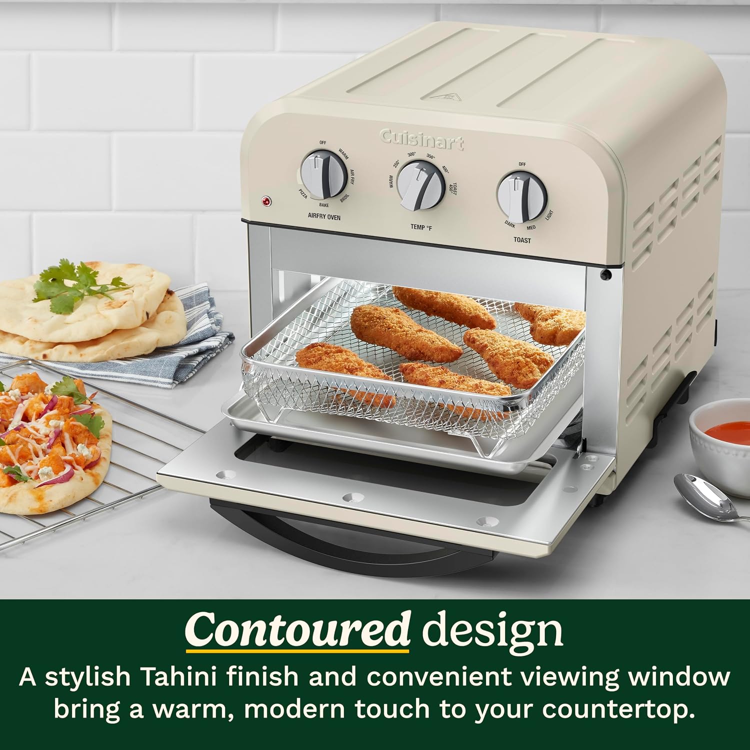 Cuisinart Air Fryer Toaster Oven, Compact 6-in-1, Tahini, TOA-26