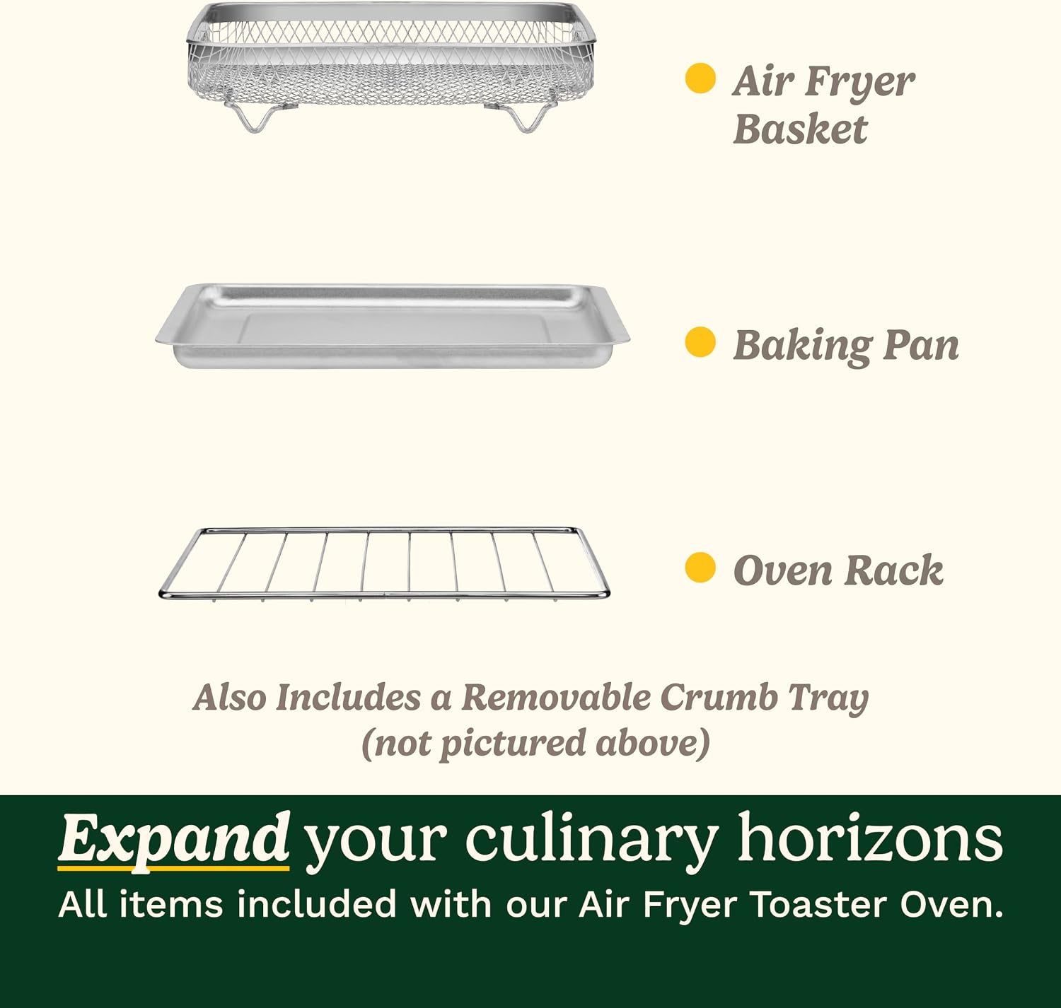 Cuisinart Air Fryer Toaster Oven, Compact 6-in-1, Tahini, TOA-26