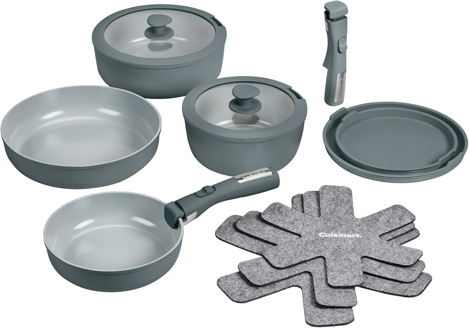 Cuisinart ClickSmart Ceramic Pots and Pans Set, Earl Grey, 13-Pc, D53C-13DG