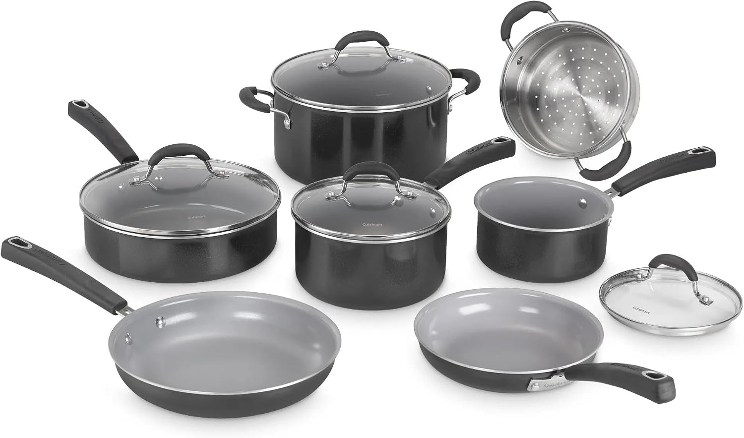 Cuisinart Ceramica XT 11-Piece Nonstick Aluminum Cookware Set, 54C-11BK Black