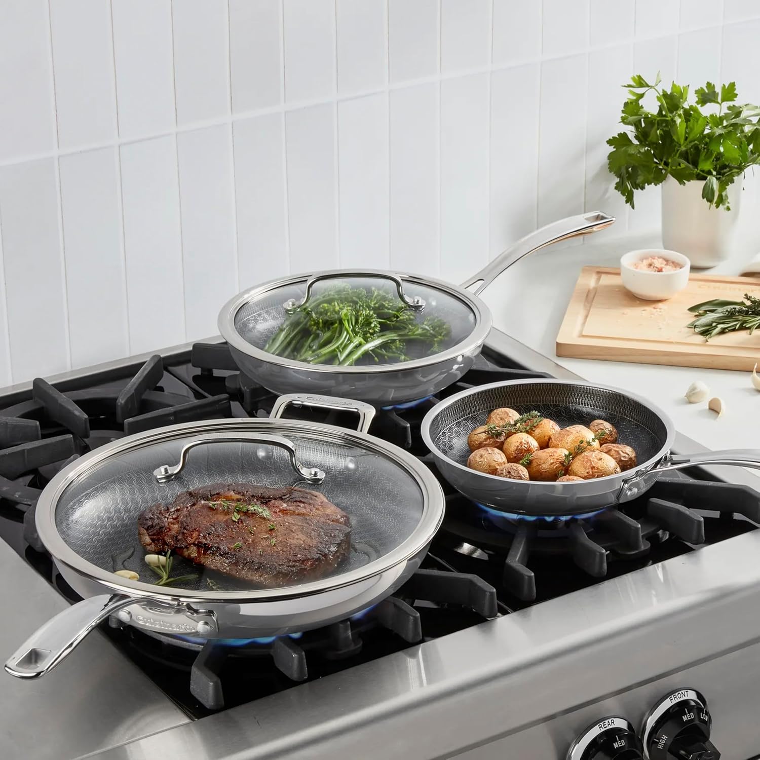 Cuisinart FusionPlus Skillet Set, Hybrid, 8"/10"/12", FPS-5SSCR