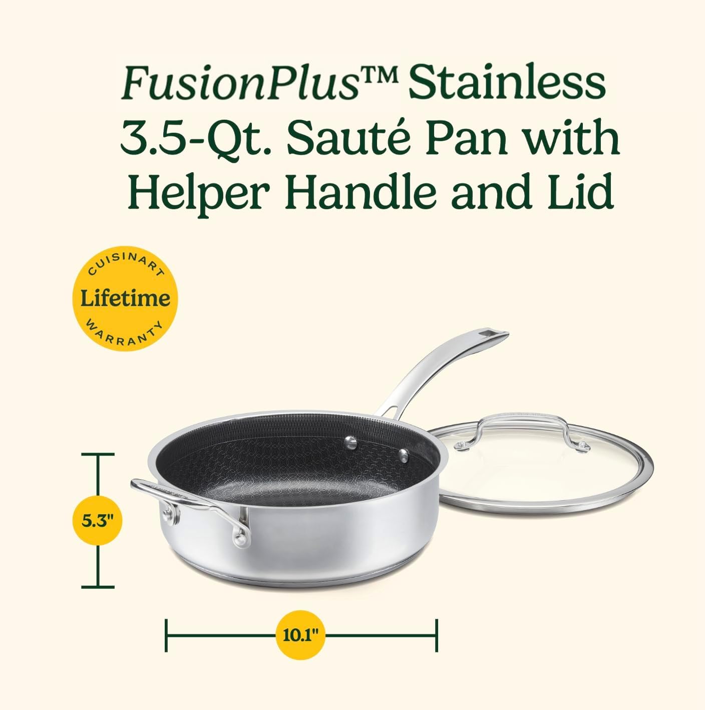 Cuisinart Saute Pan, PurelySear Hybrid, Stainless Steel, 3.5 Qt