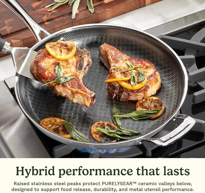 Cuisinart FusionElite+ Skillet, Hybrid Tri-Ply, 12”, FTPS22-30H