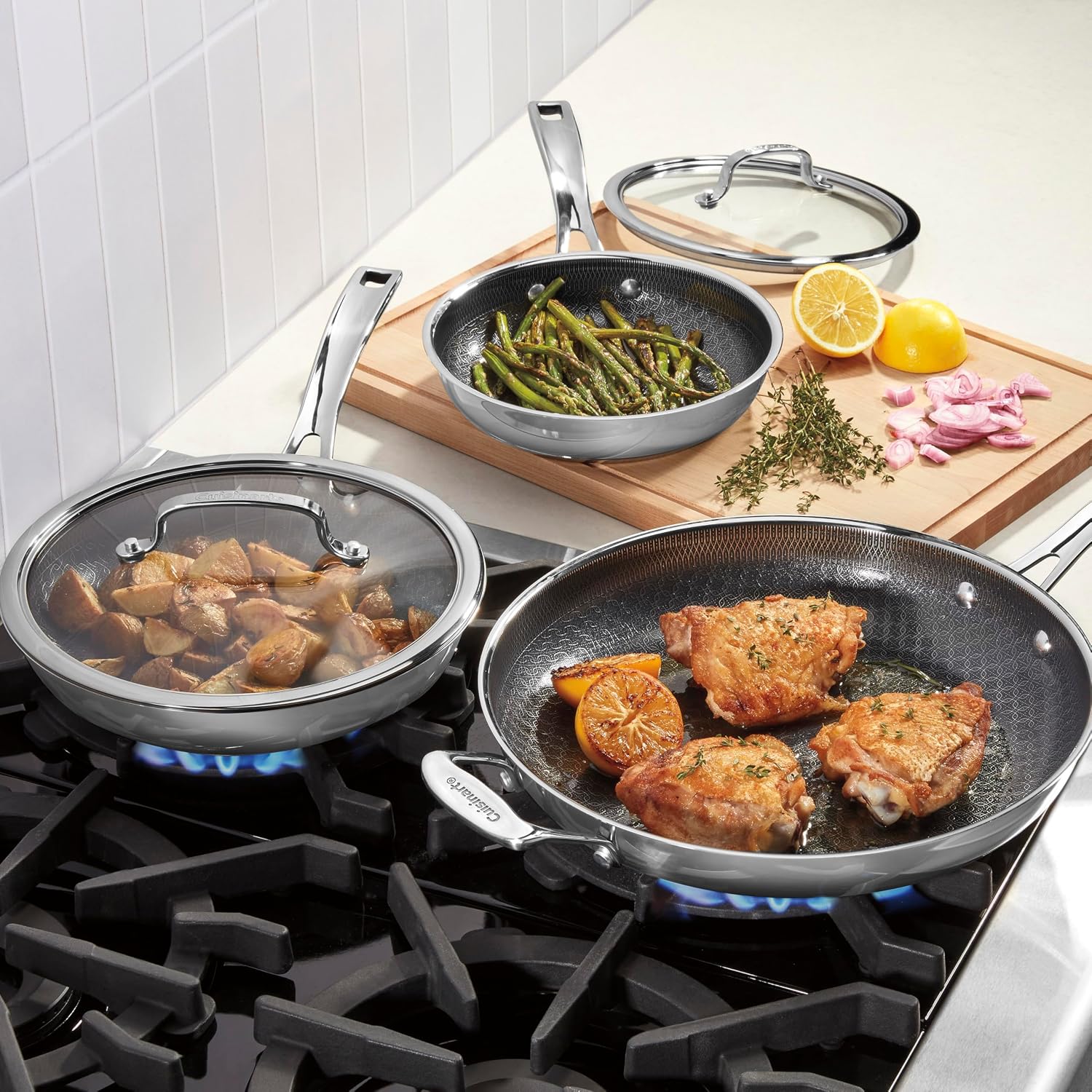 Cuisinart FusionPlus Skillet Set, Hybrid, 8"/10"/12", FPS-6SSCR