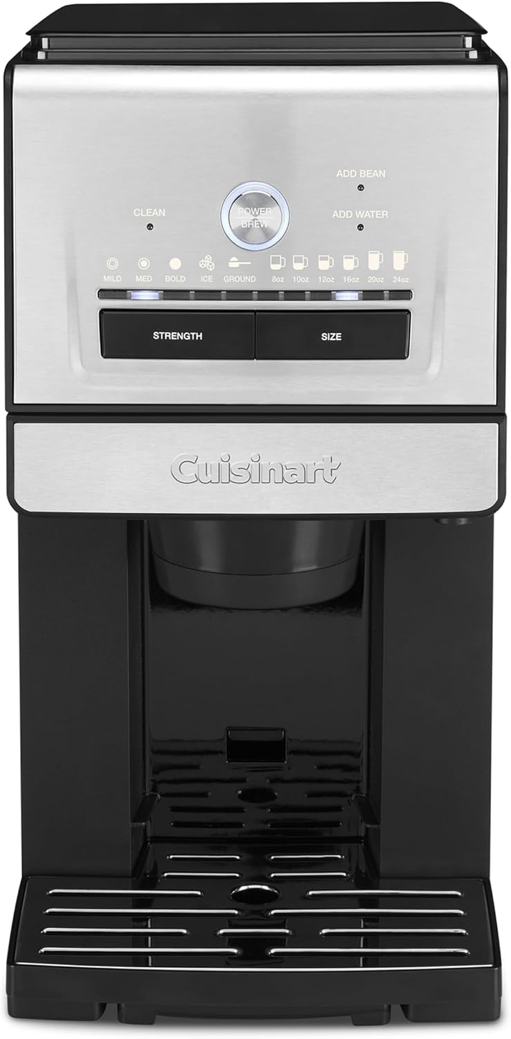 Cuisinart Coffee Maker, Grind and Brew Single Serve Coffee Maker, 6 Cup Sizes, Built-in Stainless Steel Burr Mill, Adjustable Strength, Grind Control and Over Ice Feature, Easy Cleaning, DGB-30