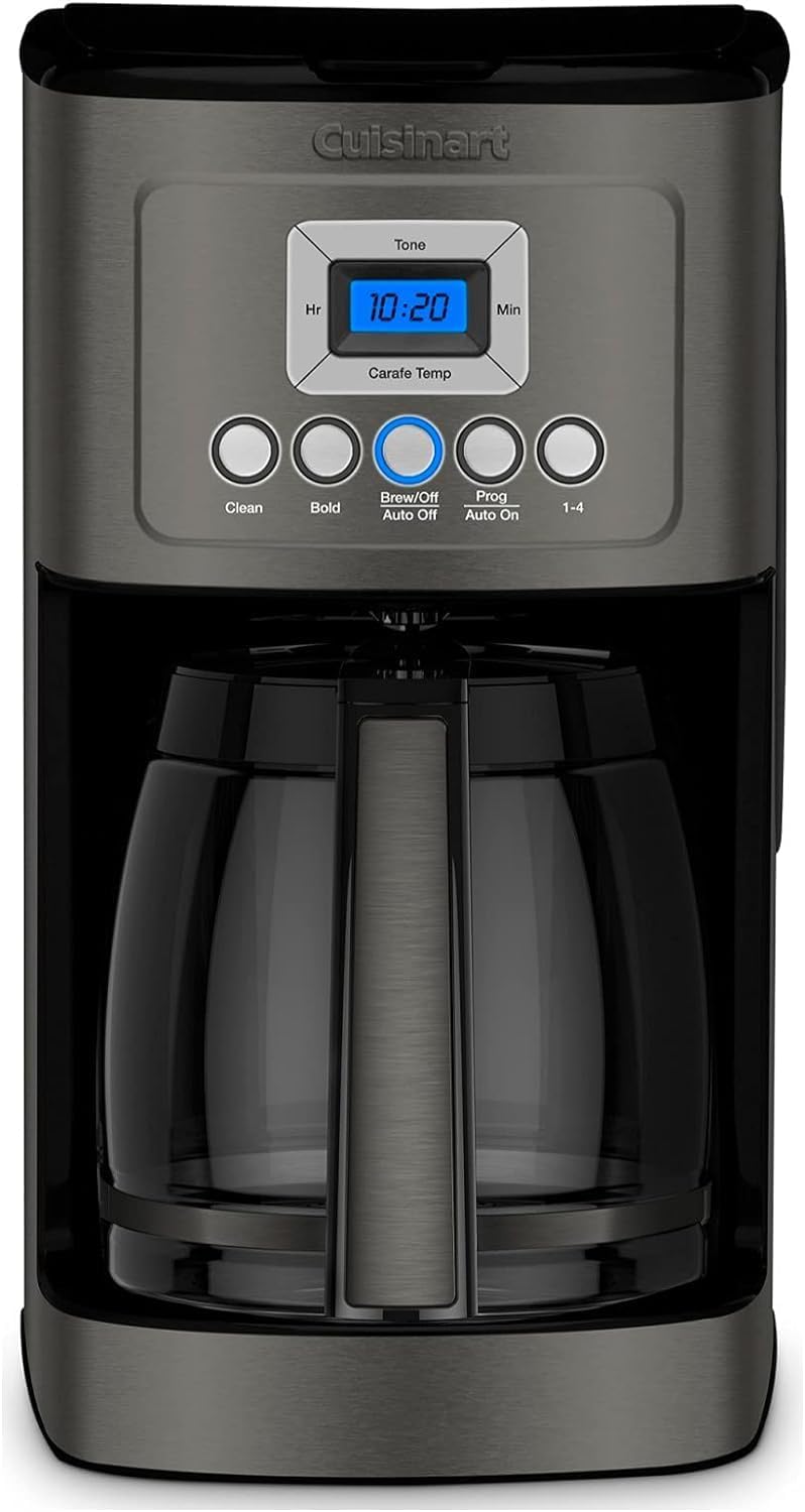 Cuisinart 14-Cup Coffee Maker, Programmable PerfecTemp Glass Carafe Coffee Machine with 1-4 Cup Setting, Brew Strength Control and Pause, Stainless Steel, DCC-3200BKSNAS, Black Black/Stainless